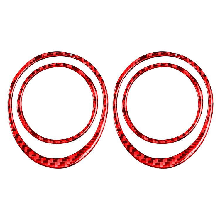 Red carbon-fiber style side air vent ring stickers, 2-pack