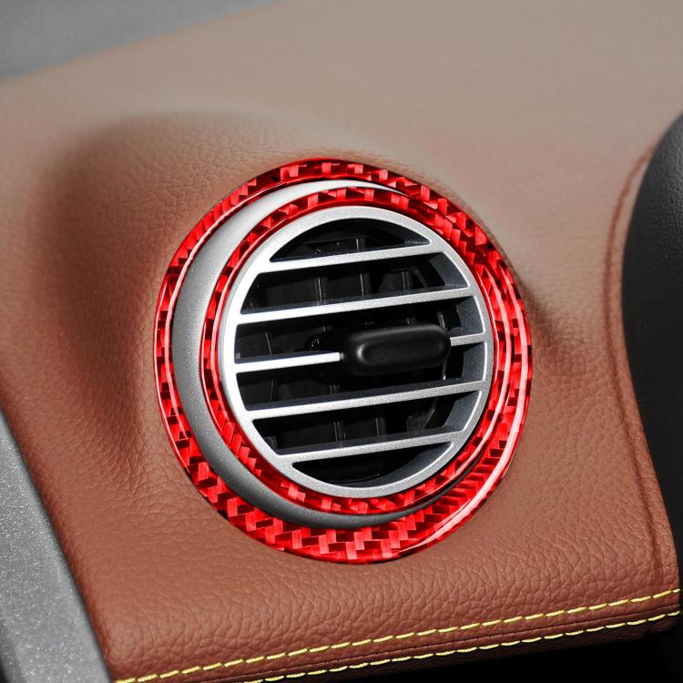 Red carbon-fiber side air vent ring sticker on circular air vent