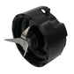 Black blender base housing with metal blade assembly and central shaft
