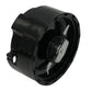 Black blender base side view with central shaft and metal blade rotor