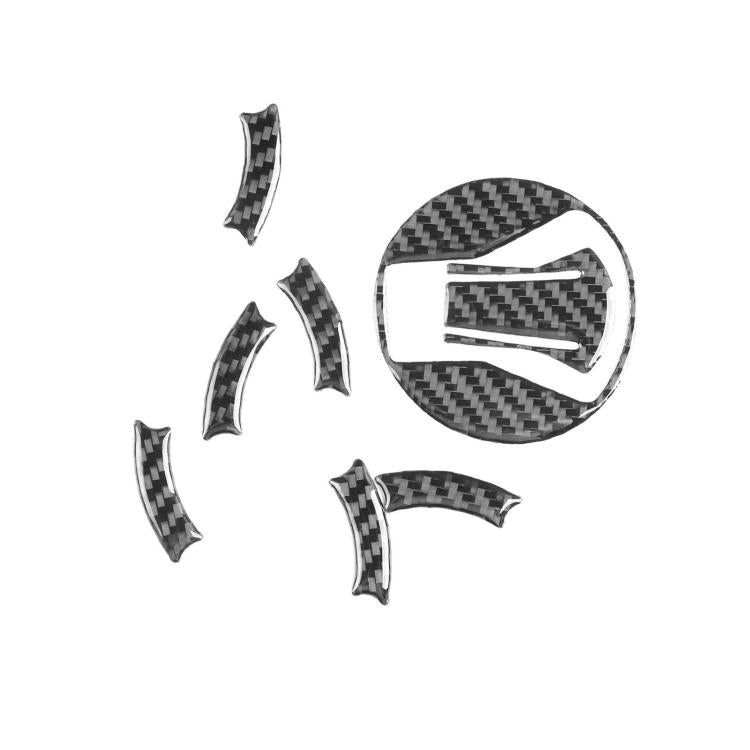 Black carbon-fiber fuel tank cap sticker set with circular center and curved side pieces
