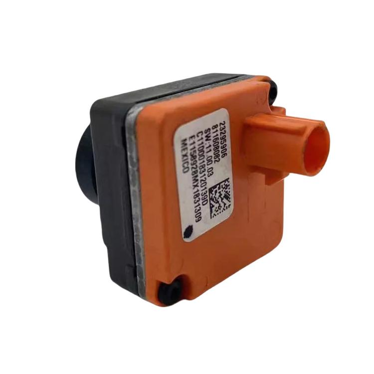 Reversing camera back view with orange connector housing and product label