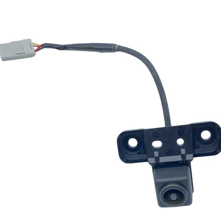 Front parking assist camera with mounting bracket and wiring harness, gray and black