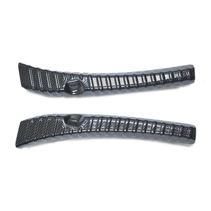 Stainless steel trunk sill guard set with black carbon-fiber texture and silver trim