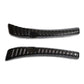 Stainless steel trunk sill guard with black carbon-fiber texture and silver trim