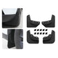 Black tire splash guards for wheel wells, shown with screw set