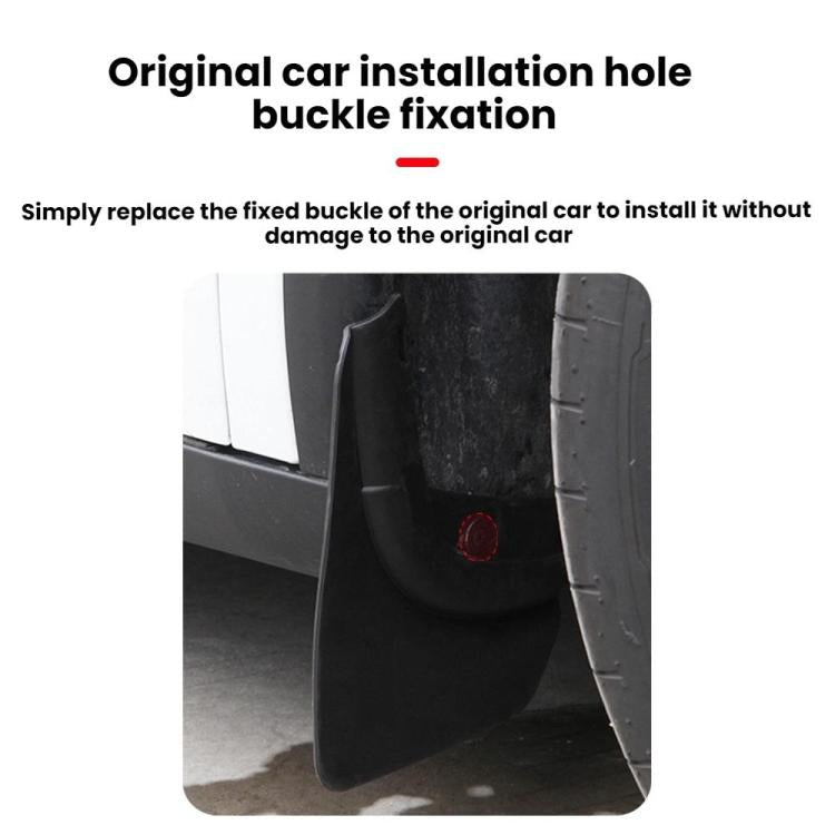 Black splash guard with pre-drilled mounting hole and attachment point