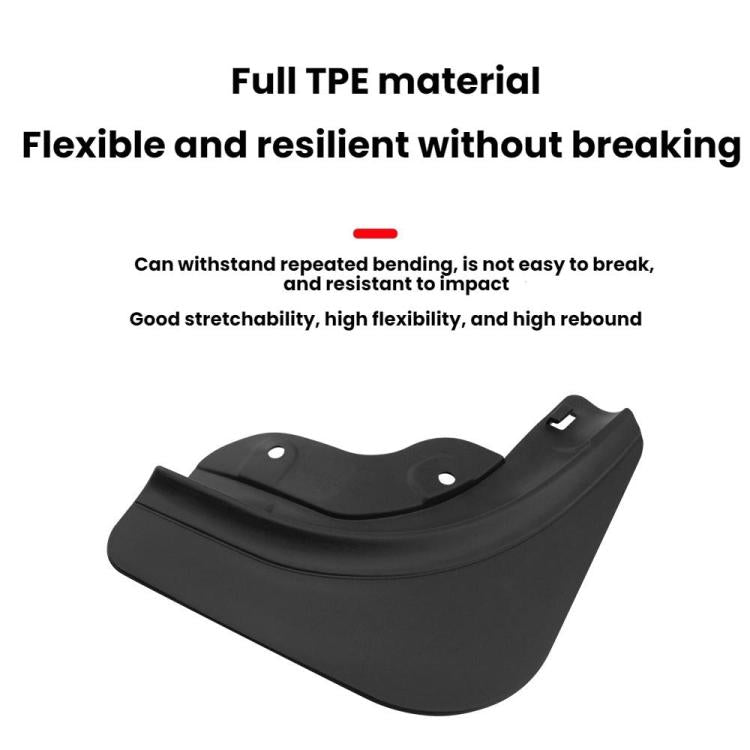 Black flexible tire splash guard with two mounting holes