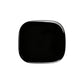 Glossy black fuel door sticker, rounded square with shiny finish