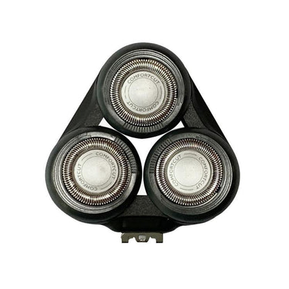 Black shaver blade and bracket set with three silver cutting heads