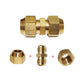 Brass copper pipe extension joint connector with separate end components shown