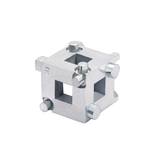 Automotive disc brake piston adjuster tool, silver metal clamp with bolts