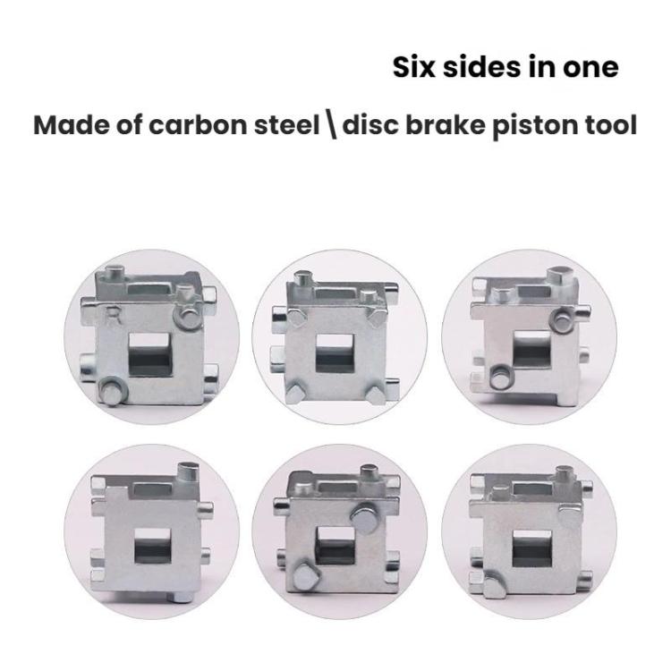 Disc brake piston tool, carbon steel six-sided clamp design, silver
