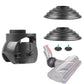 Vacuum cleaner connector kit with V-ball wheels, grey plastic parts with red accents