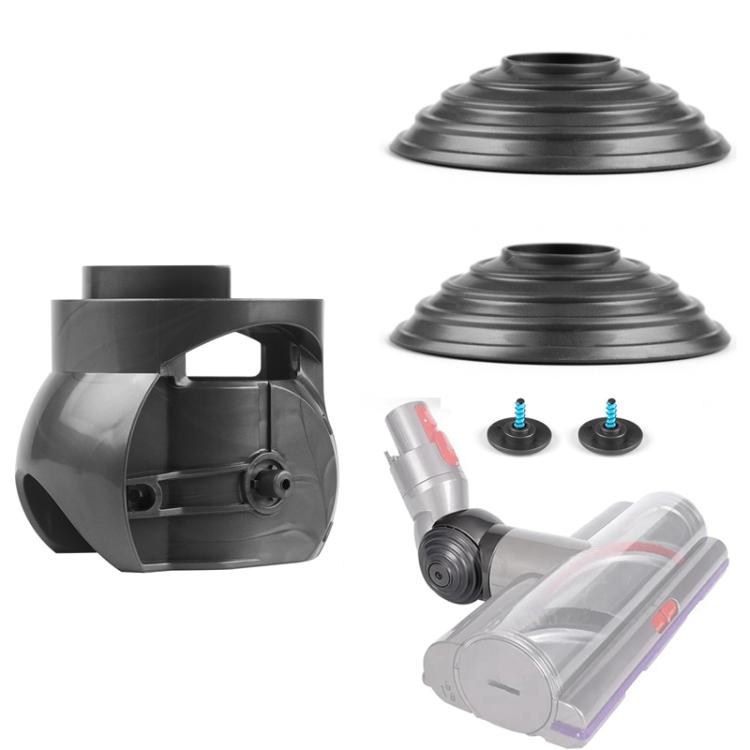 Vacuum cleaner connector kit with V-ball wheels, grey plastic parts with red accents