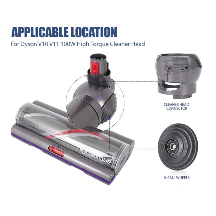 Grey cleaner head connector with V-ball wheel design and circular wheel detail