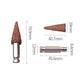 Tire tread grinding head repair tool with cone abrasive tip, sized diagram view