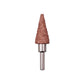 Tire tread grinding head repair tool with upright cone abrasive tip and metal holder