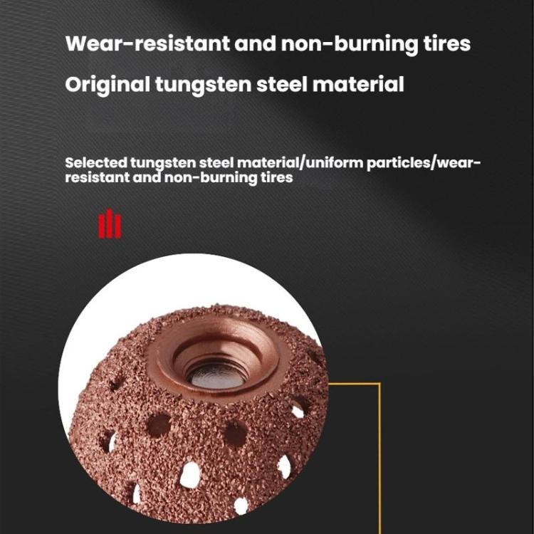 Brown abrasive grinding head disc with central hole and ventilation spots on metal pin