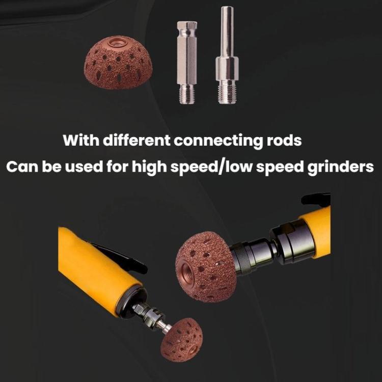 Brown abrasive tire grinding heads with connecting rods and metal shanks for mounting