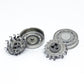 Replacement shaver heads with two circular foils and exposed inner gear components