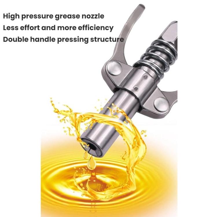 High-pressure grease nozzle pliers with double handles and spring-loaded barrel