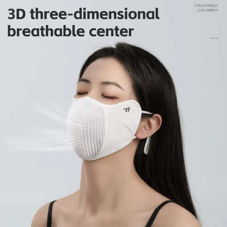 White 3D breathable face mask with textured mesh nose and mouth coverage