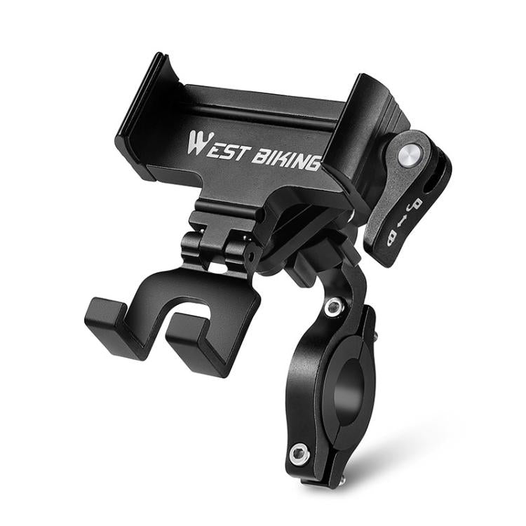 Bicycle phone mount aluminum alloy with black handlebar clamp and stem bracket
