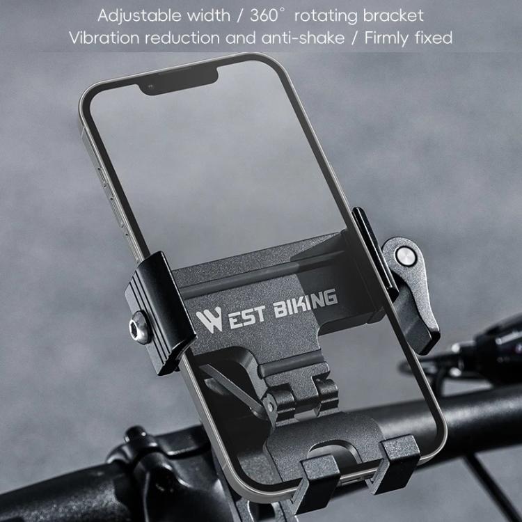 Bicycle phone mount holding smartphone in adjustable rotating black cradle