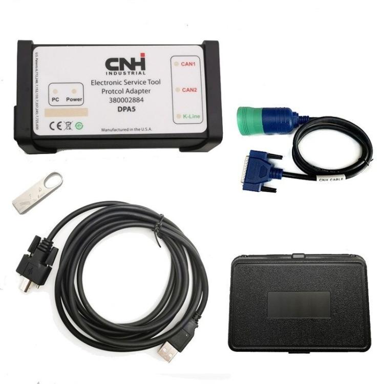 CNH Industrial diagnostic tool kit with cables, key, and protective carrying case