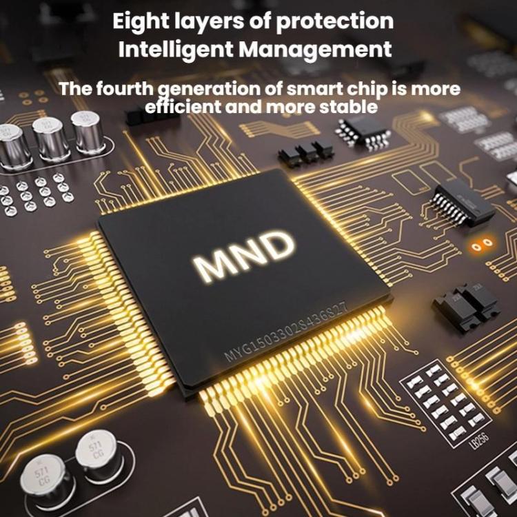 Close-up of inverter circuit board with microchip and gold traces