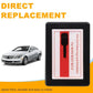 Black steering lock emulator module with rectangular red label, front view