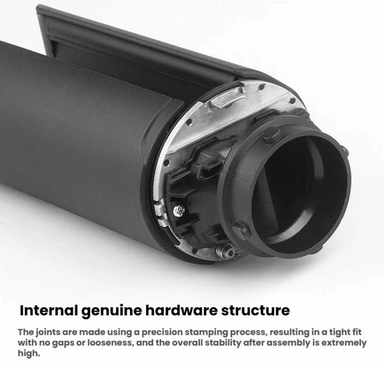 Hair straightening nozzle attachment end view with internal hardware and open port