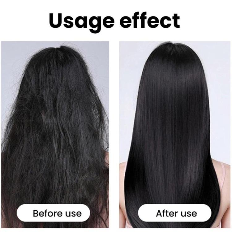 Hair smoothing before-and-after effect from using the straightening nozzle