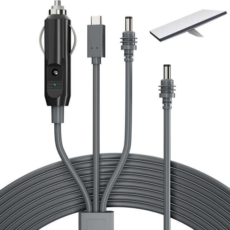 3-in-1 charging cable set with USB Type-C plug and two DC connector heads
