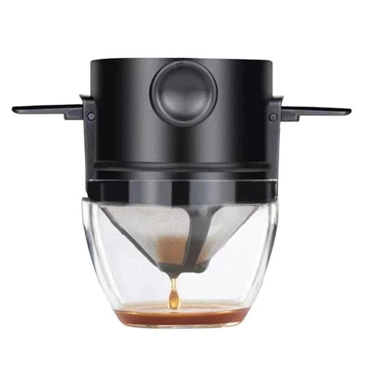 Portable Paperless Coffee Filter Cup Coffee Drip Filter Cone, White, Black, Black With Base, White With Base