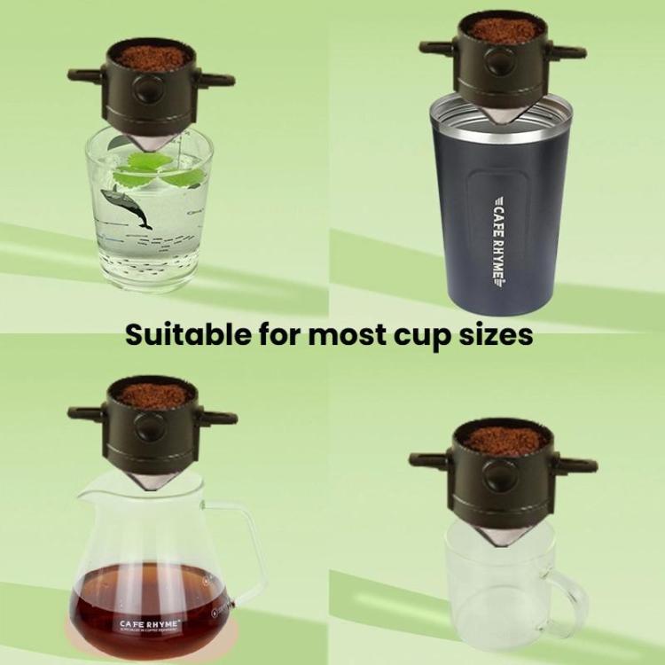 Portable Paperless Coffee Filter Cup Coffee Drip Filter Cone, White, Black, Black With Base, White With Base