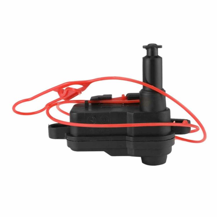 Black fuel cap release lock actuator module with red cable loop