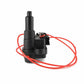 Fuel cap release lock actuator, black plastic housing with red wire harness