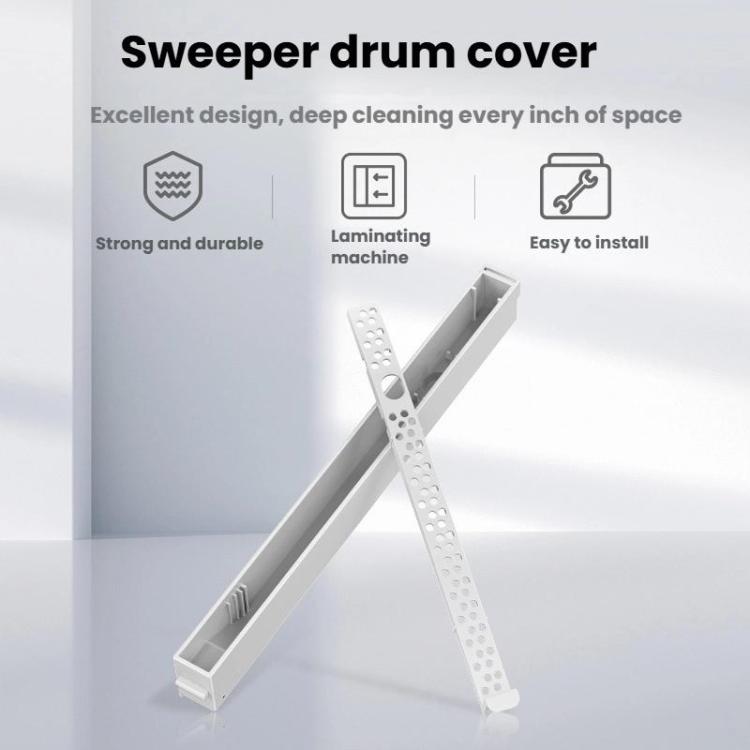 Waste water tank drainage tube with bracket, white plastic perforated strip and hinge