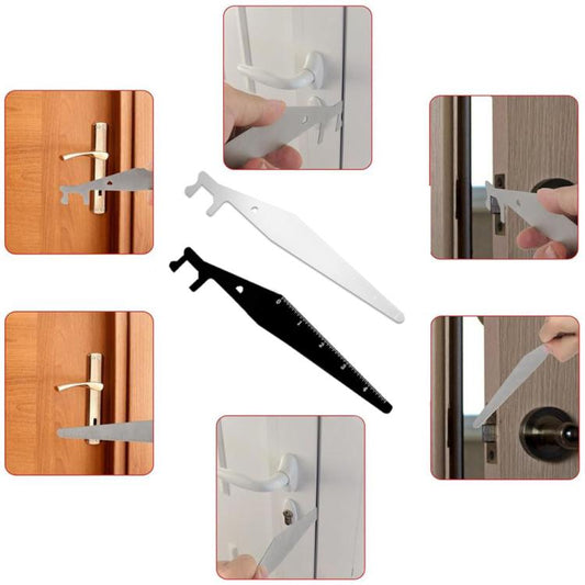 Door gap crowbar levers in silver and black with hook ends