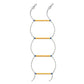 White rope training ladder with three orange rungs and two metal carabiner hooks