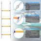 White rope training ladder with orange rungs and carabiner hooks for boat climbing