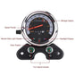 Retro motorcycle speedometer gauge with mileage, gear, and turn-signal display