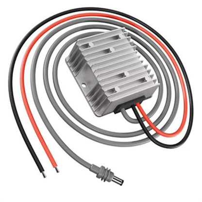 DC voltage booster with aluminum heatsink and red/black power cable set