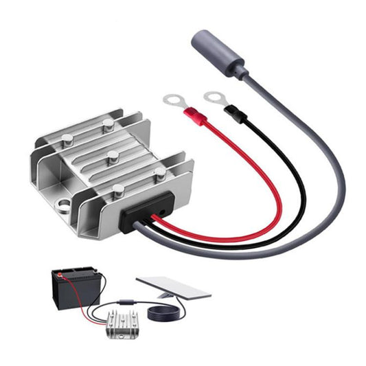 Power converter with DC5521 female connector and cable set, red/black/gray leads