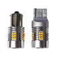 Pair of LED turn signal bulbs with fan heatsinks and yellow chip LED panels