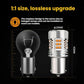 Compact silver LED turn signal bulb with yellow chip LED panel and width measurement