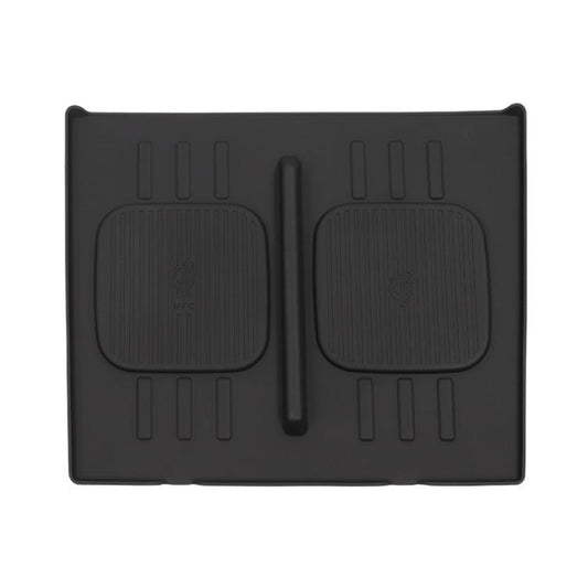 Black silicone wireless charging mat with anti-slip dust-resistant design