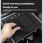 Black silicone charging mat installed in center console, two charging pads